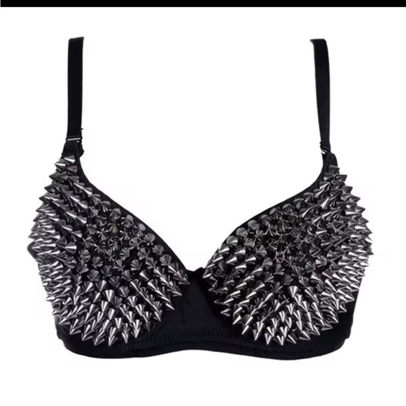 Spiked Studded Spikey Spike Bra Punk Grunge Emo Alternative Rave Festival - Picture 7 of 9